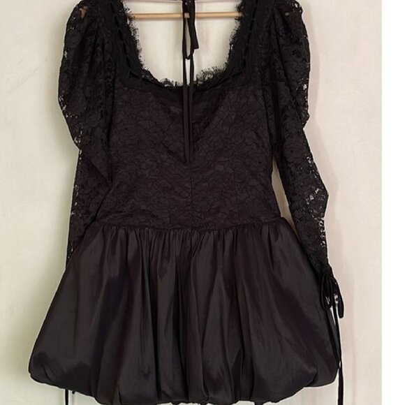 NWT FOR LOVE AND LEMONS WAVERLY BLACK LACE MINI DRESS SIZE L - Picture 5 of 9
